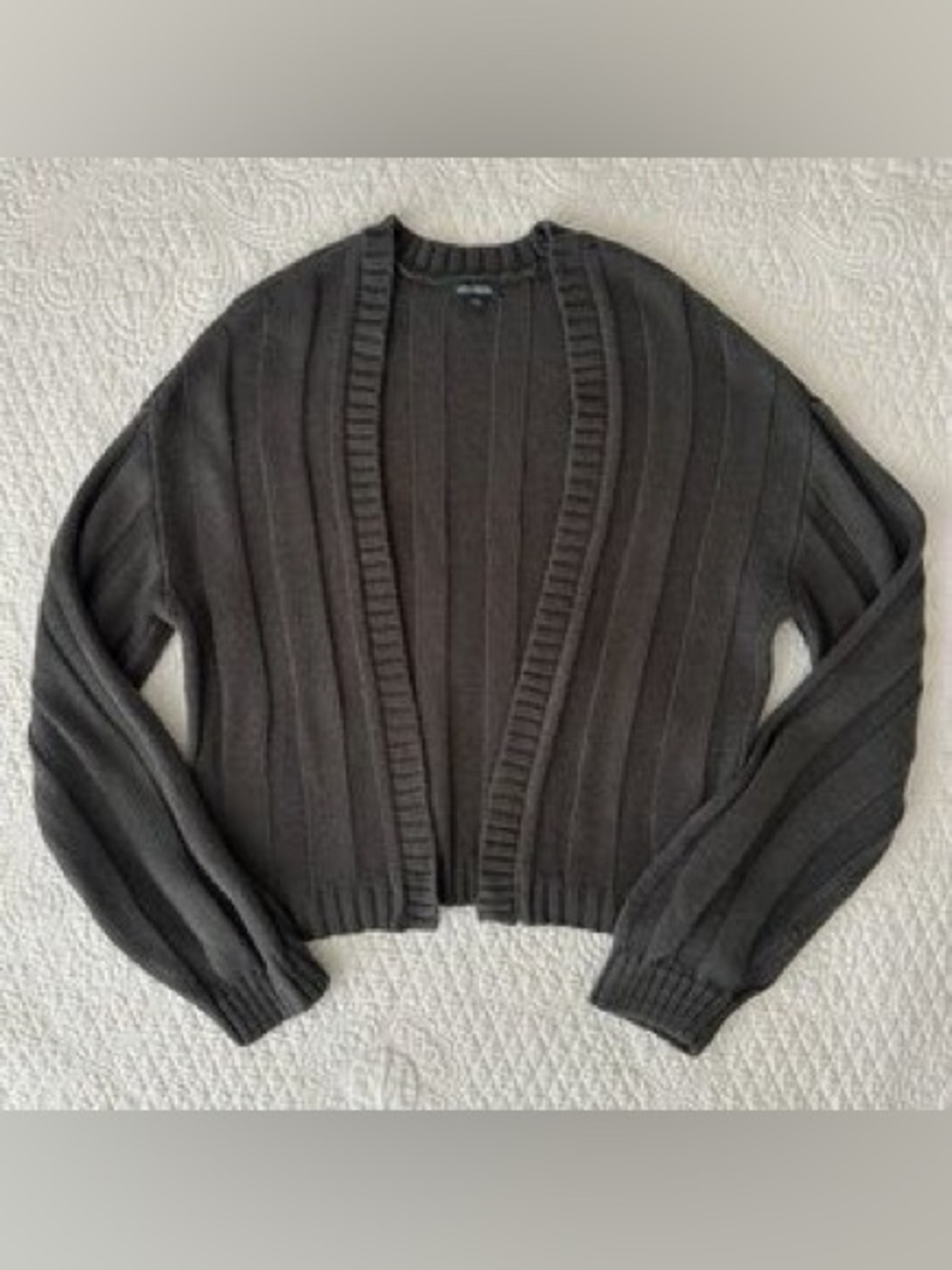 wild fable Dark Brown Ribbed Open-Front Cardigan